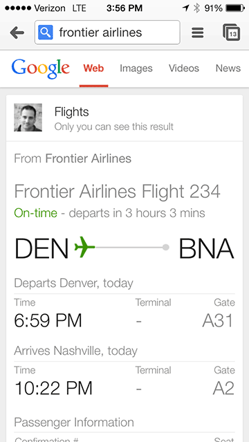 Flight Status on iPhone