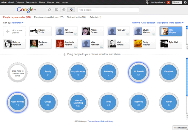 Google plus circles feature