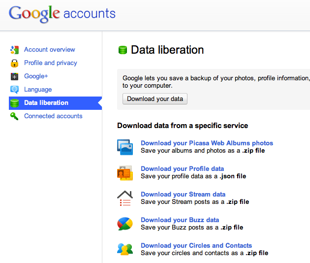 Google+ Data Liberation