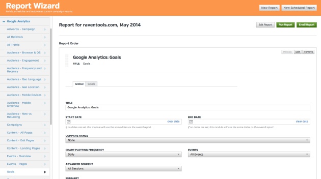 Goal report wizard in Google Analytics