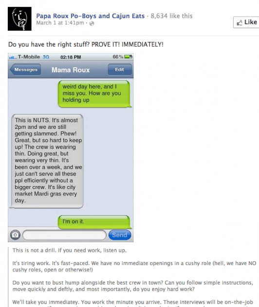 Papa Roux Facebook chat - Screenshot