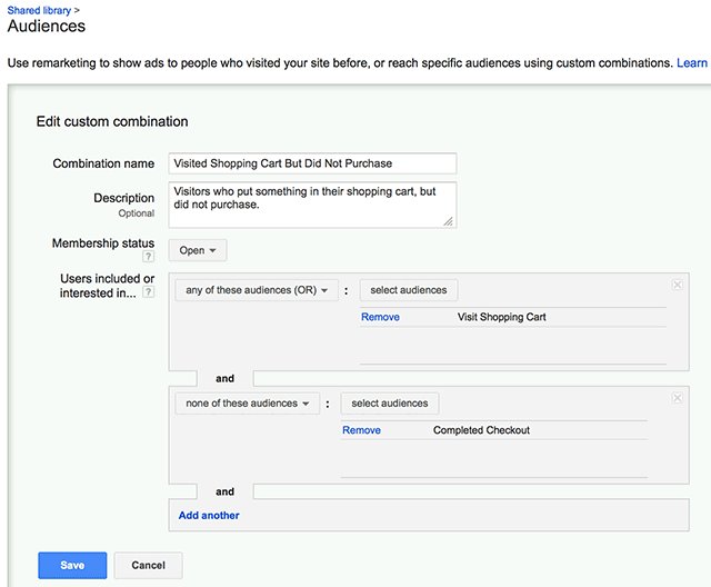 Editing Custom Combinations in Adwords