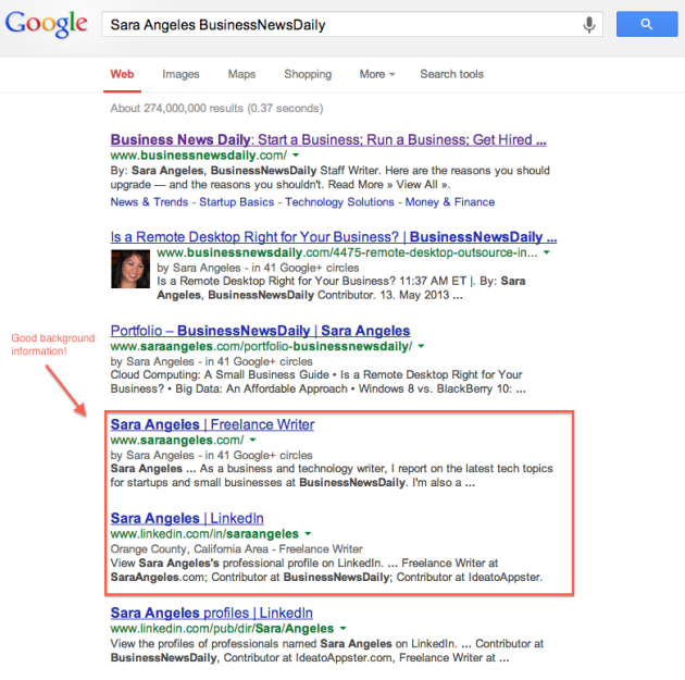 Author research in SERP