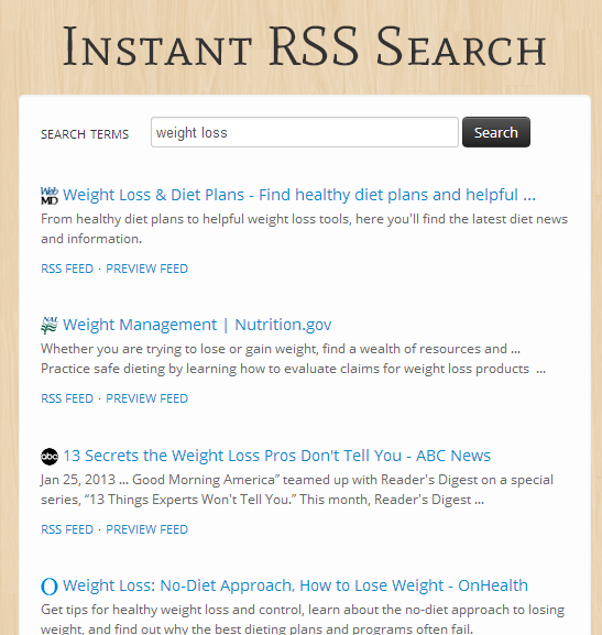weight loss rss search result