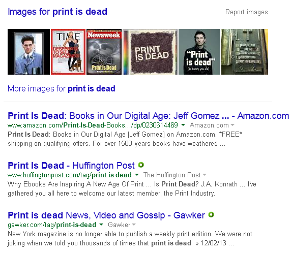 Images for print is dead - Google SERP