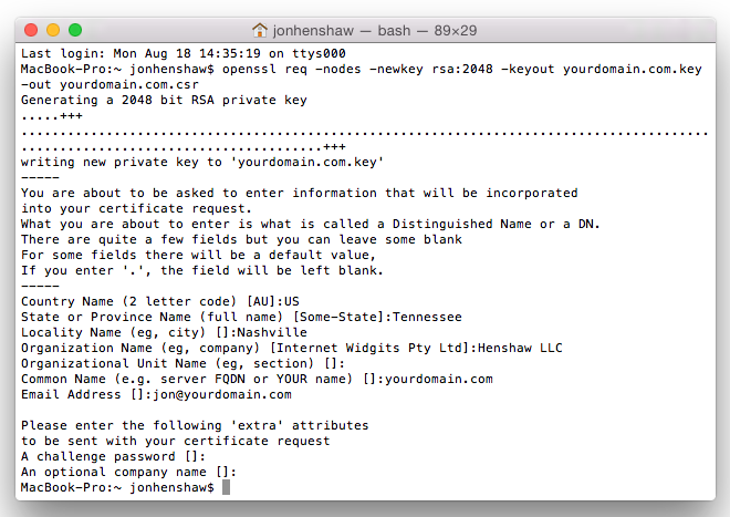Create SSL Certificate with OpenSSL