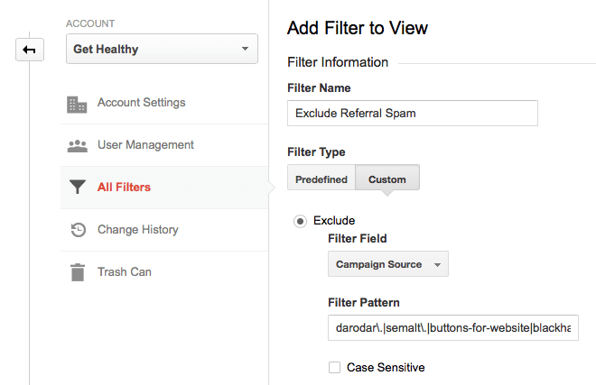 Google Analytics Filter