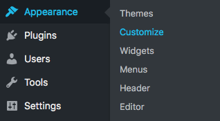 Appearance Settings in wordpress