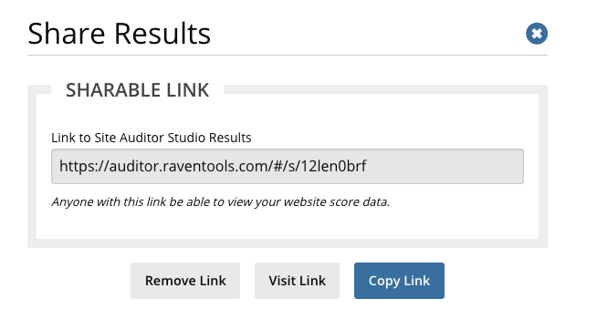 Share your entire site audit result