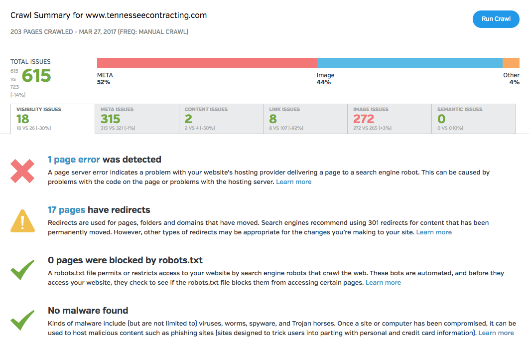 Compare Site Crawls