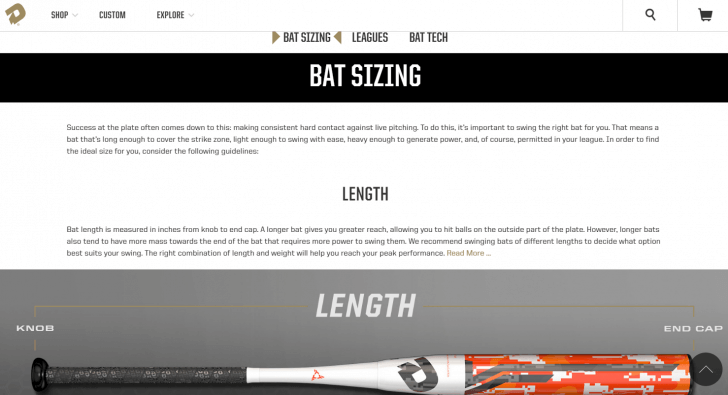 bat sizing guide page