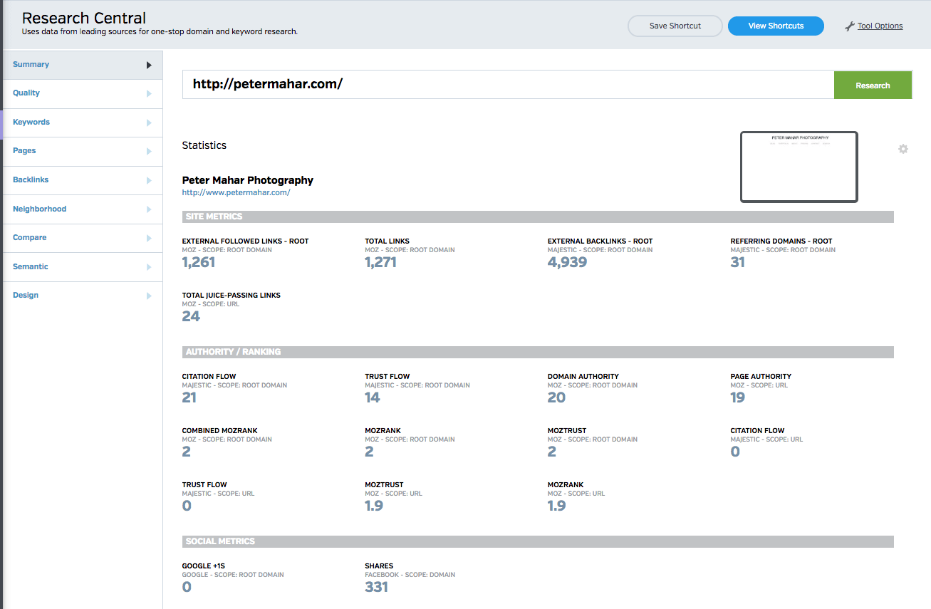 Raven Tools Research Central