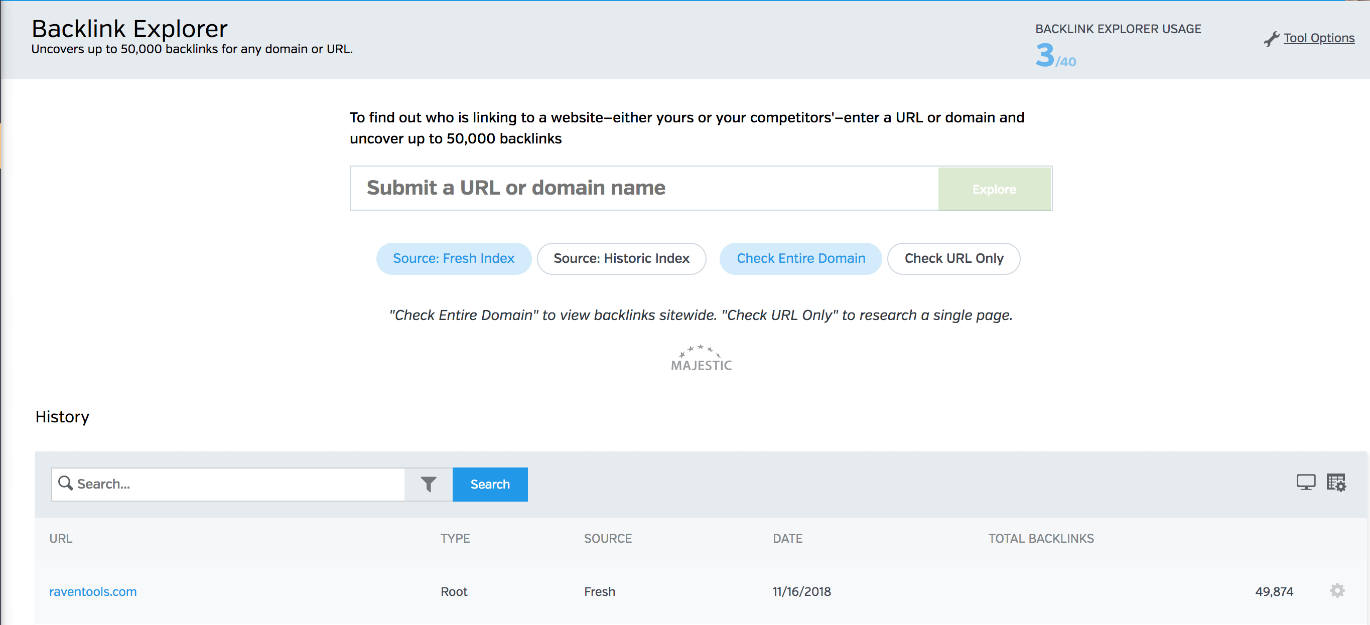 Raven Tools Backlink Analysis