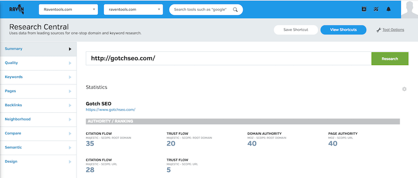 Domain Research with Raven Tools