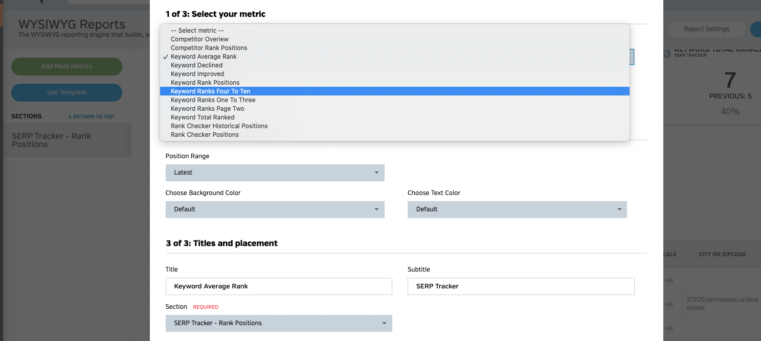 Keyword ranks four to ten