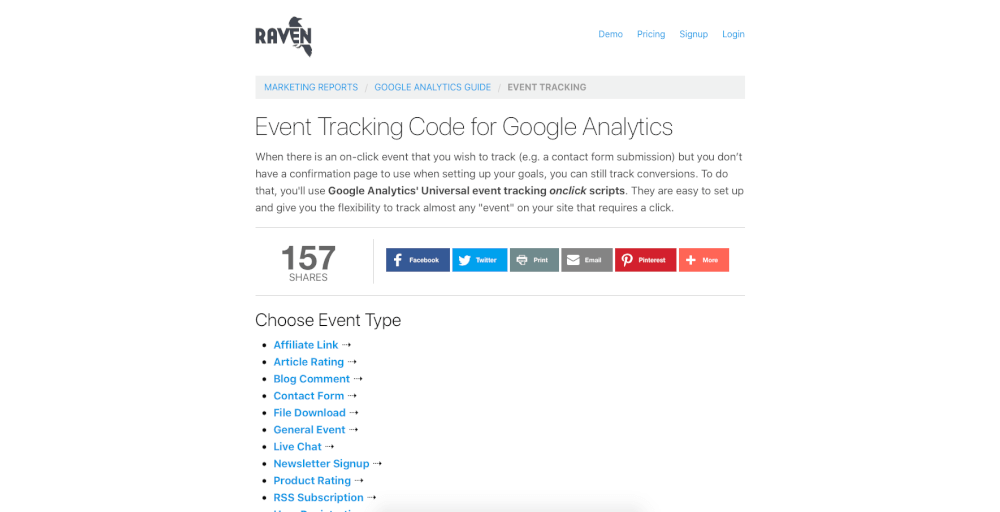 Event Tracking Code for Google Analytics