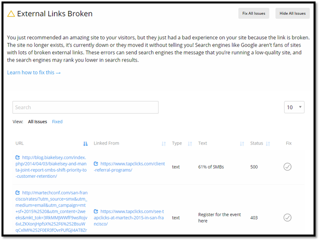 Broken External Links